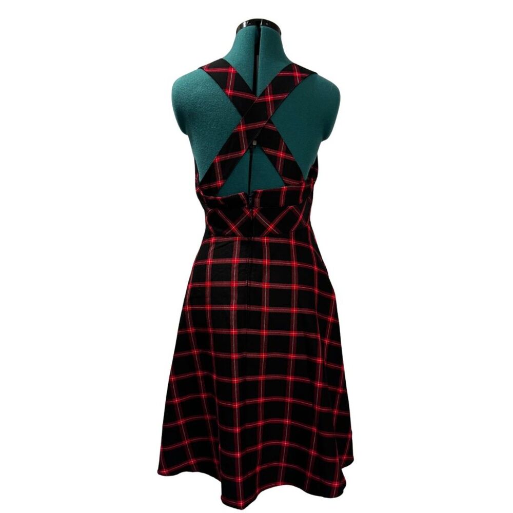 Hell Bunny Black and Red Plaid Vintage-Inspired Mini Dress - Picture 4 of 10